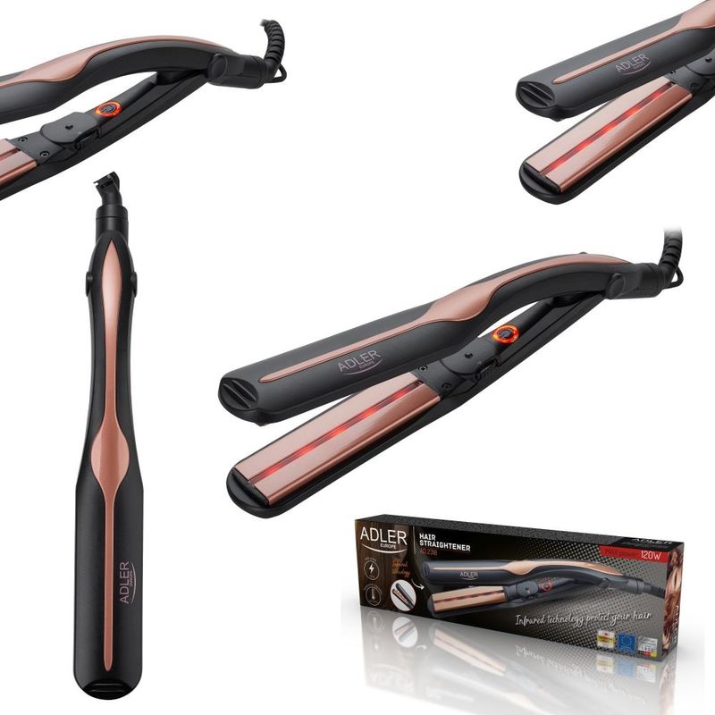 Ingrijire personala si Cosmetice - Aparate & accesorii ingrijire personala - Hair styling - Placi de indreptat parul - Placa de indreptat parul Adler, placi ceramice, tehnologie infrarosu, 120W, temperatura reglabila - Infinity.ro