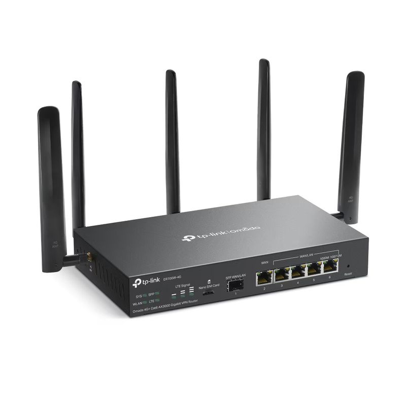 PC, gaming si accesorii - Retelistica - Wireless - Routere Wireless - Router VPN Wireless TP-LINK ER706W-4G, AX3000, Multi-WAN, 4G+ Cat6, Omada Mesh, Wi-Fi 6 - Infinity.ro