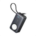 Laptop, Telefoane si Tablete - Telefoane mobile si accesorii - Accesorii Telefoane - Baterii externe - Acumulator extern Anker MagGo Apple Watch, 10000 mAh, Ultra-Slim, Qi2 35W, cablu USB-C incorporat, Negru - Infinity.ro