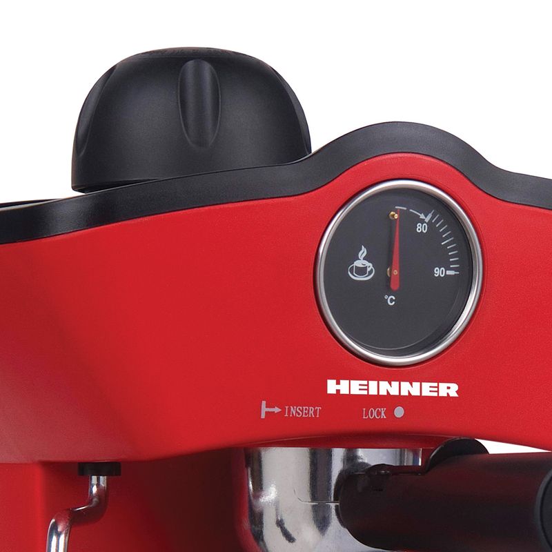 Electronice si Electrocasnice - Electrocasnice bucatarie - Preparare bauturi - Espressoare - Espressor manual Heinner HEM-200RD, 800W, 3.5 bar, filtru inox, 250 ml, Rosu - Infinity.ro
