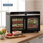 Electronice si Electrocasnice - Electrocasnice bucatarie - Aparate de gatit & desert - Aparate de gatit cu aburi - Deshidrator fructe si legume Heinner DualDry Elite HFD-KDDB1400BKSS, 1400W, 16 tavi inox, Dubla compartimentare, Negru - Infinity.ro