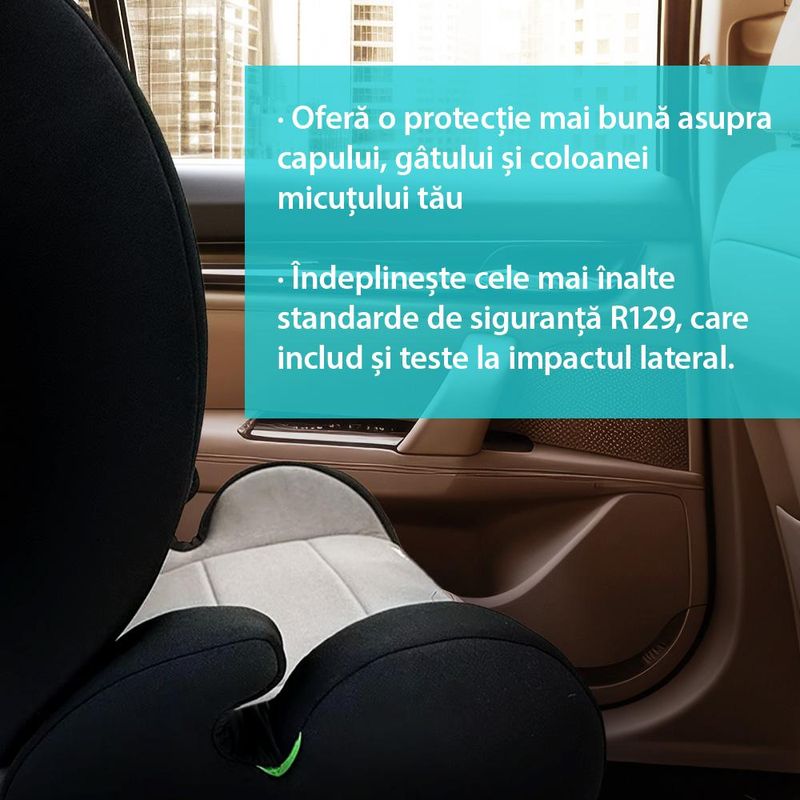 Jucarii, Copii si Bebe - Carucioare si articole de transport - Scaune auto copii - Scaun auto U-Grow UG-HB59, i-Size 100-150cm, Isofix, gri/negru - Infinity.ro