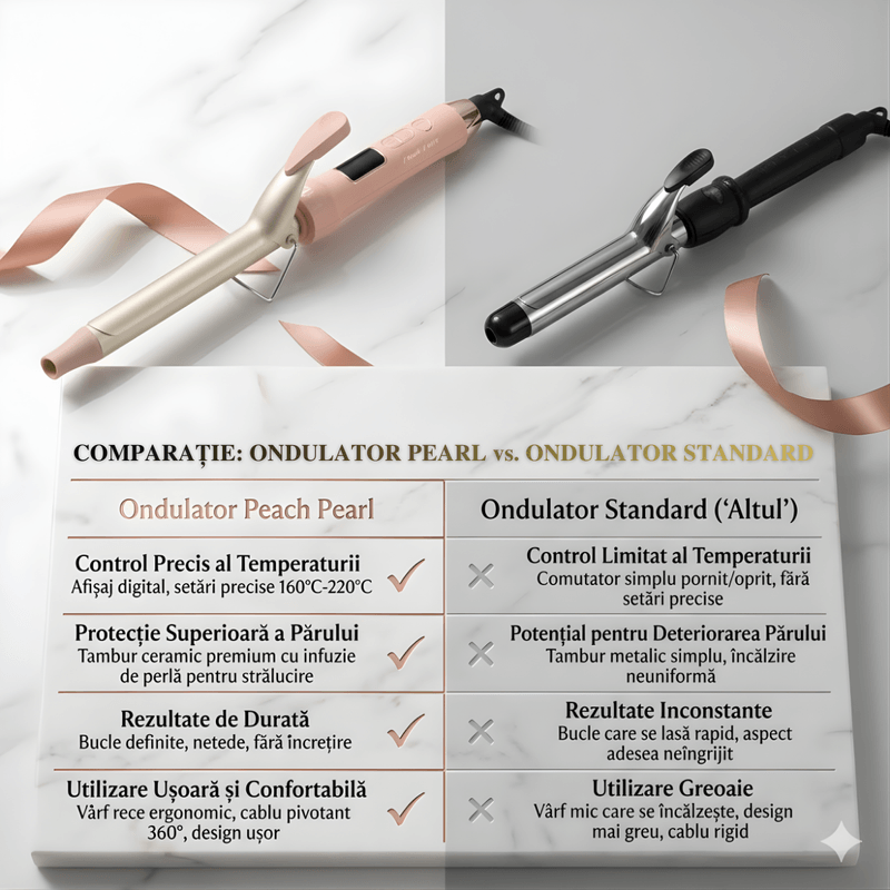Ingrijire personala si Cosmetice - Aparate & accesorii ingrijire personala - Hair styling - Ondulatoare - Ondulator Par Profesional 25mm, Tehnologie PTC, 130-210°C, Afisaj LED, Roz Pudra + Set Cadou Accesorii, - Infinity.ro