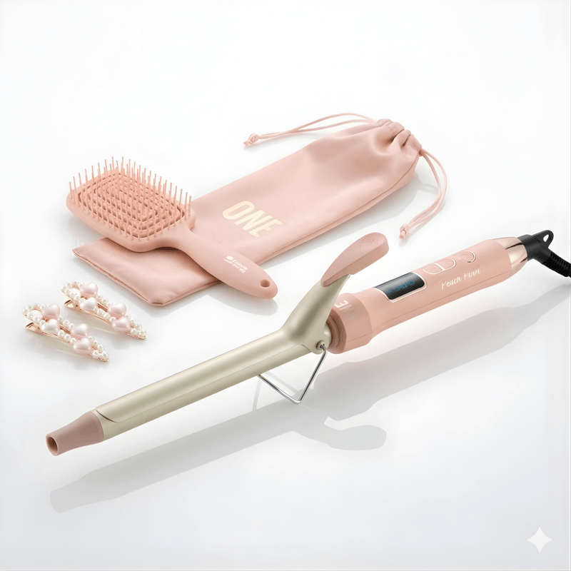 Ingrijire personala si Cosmetice - Aparate & accesorii ingrijire personala - Hair styling - Ondulatoare - Ondulator Par Profesional 25mm, Tehnologie PTC, 130-210°C, Afisaj LED, Roz Pudra + Set Cadou Accesorii, - Infinity.ro