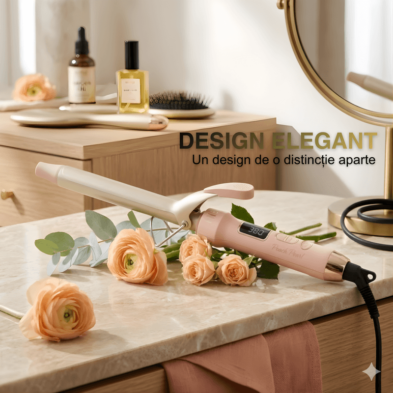 Ingrijire personala si Cosmetice - Aparate & accesorii ingrijire personala - Hair styling - Ondulatoare - Ondulator Par Profesional 25mm, Tehnologie PTC, 130-210°C, Afisaj LED, Roz Pudra + Set Cadou Accesorii, - Infinity.ro