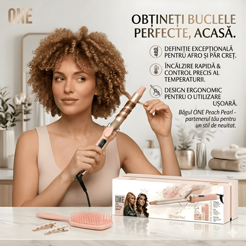 Ingrijire personala si Cosmetice - Aparate & accesorii ingrijire personala - Hair styling - Ondulatoare - Ondulator Par Profesional 25mm, Tehnologie PTC, 130-210°C, Afisaj LED, Roz Pudra + Set Cadou Accesorii, - Infinity.ro