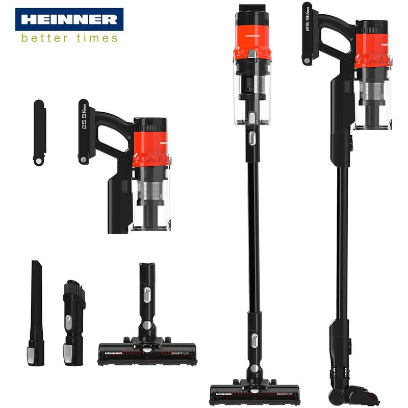 Electronice si Electrocasnice - Ingrijirea locuintei - Aspiratoare - Aspirator vertical Heinner HSVC-MBDB200OR, 200W, Motor BLDC, Filtru HEPA, Negru/Rosu - Infinity.ro
