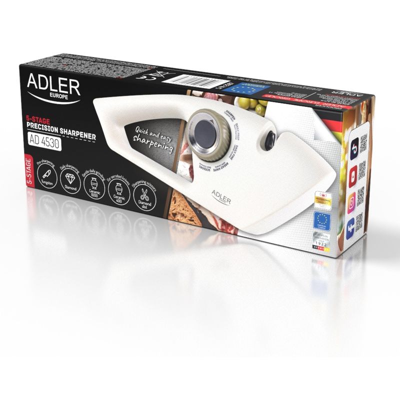Casa si Gradina - Bucatarie si vesela - Ustensile bucatarie - Ascutitoare cutite - Ascutitor cutite Adler AD4530, multifunctional 5 trepte, invelis diamantat si ceramic, Negru/Argintiu - Infinity.ro