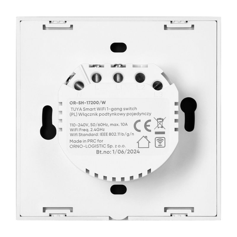 Casa si Gradina - Electrice - Distributie electrica si comanda - Intrerupatoare - Intrerupator inteligent simplu cu touch ORNO OR-SH-17200/W, Cu Nul, indicator LED noapte/zi, 10A, Alb - Infinity.ro