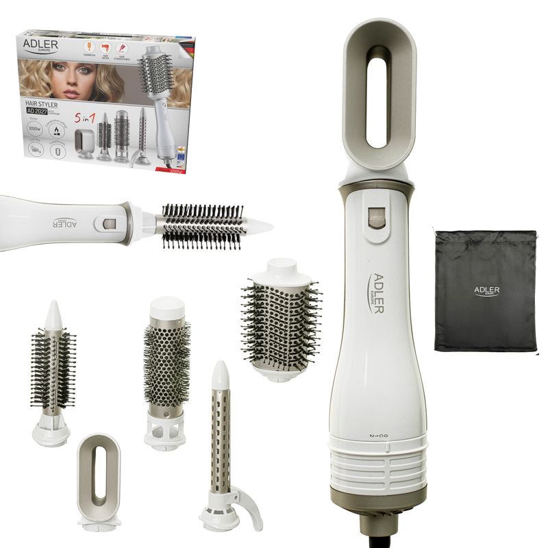 Ingrijire personala si Cosmetice - Aparate & accesorii ingrijire personala - Hair styling - Perii de par electrice - Uscator de par 5 in 1 Adler AD2027wc, 1200W, peri interschimbabili, aer rece - Infinity.ro