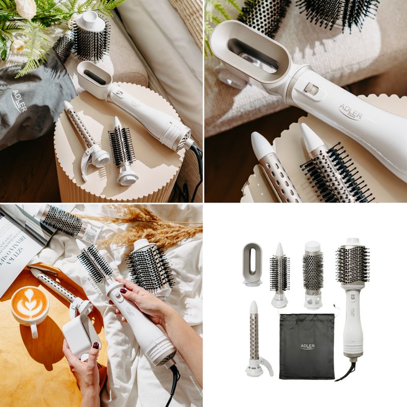Ingrijire personala si Cosmetice - Aparate & accesorii ingrijire personala - Hair styling - Perii de par electrice - Uscator de par 5 in 1 Adler AD2027wc, 1200W, peri interschimbabili, aer rece - Infinity.ro