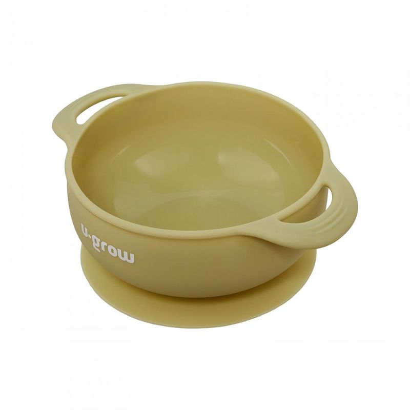 Jucarii, Copii si Bebe - Hrana si alaptare - Biberoane, suzete si accesorii hranire - Articole hranire bebelusi - Set diversificare U-Grow UG-SET2OV, 5 piese silicon, baveta/bol, olive - Infinity.ro