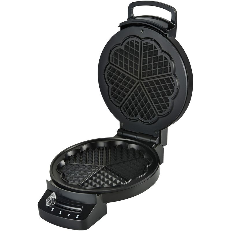 Electronice si Electrocasnice - Electrocasnice bucatarie - Preparare paine - Sandwich-maker - Aparat de facut gofre Heinner HWF-F1200BK, 1200W, capacitate 1 gofra, placi antiaderente, Negru - Infinity.ro
