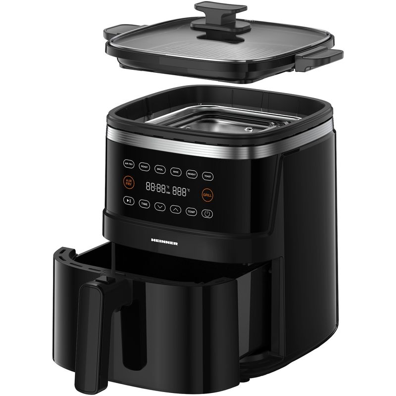 Electronice si Electrocasnice - Electrocasnice bucatarie - Aparate de gatit & desert - Friteuze - Friteuza cu aer cald Heinner Fry&Grill HAFG-B5BK2600, 2600W, 5L, Negru - Infinity.ro