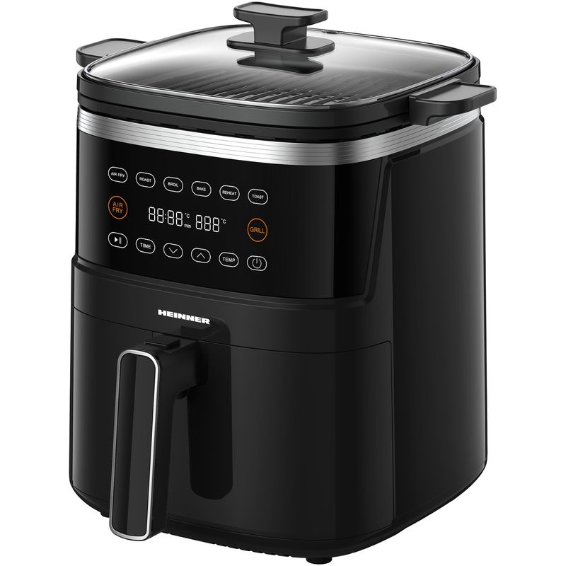Electronice si Electrocasnice - Electrocasnice bucatarie - Aparate de gatit & desert - Friteuze - Friteuza cu aer cald Heinner Fry&Grill HAFG-B5BK2600, 2600W, 5L, Negru - Infinity.ro
