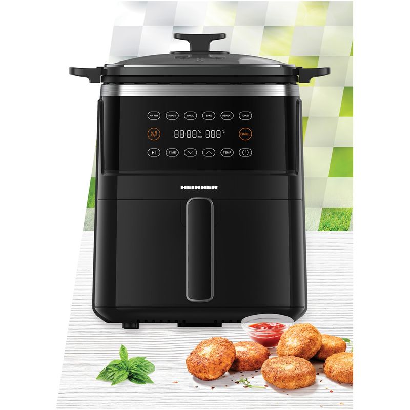 Electronice si Electrocasnice - Electrocasnice bucatarie - Aparate de gatit & desert - Friteuze - Friteuza cu aer cald Heinner Fry&Grill HAFG-B5BK2600, 2600W, 5L, Negru - Infinity.ro