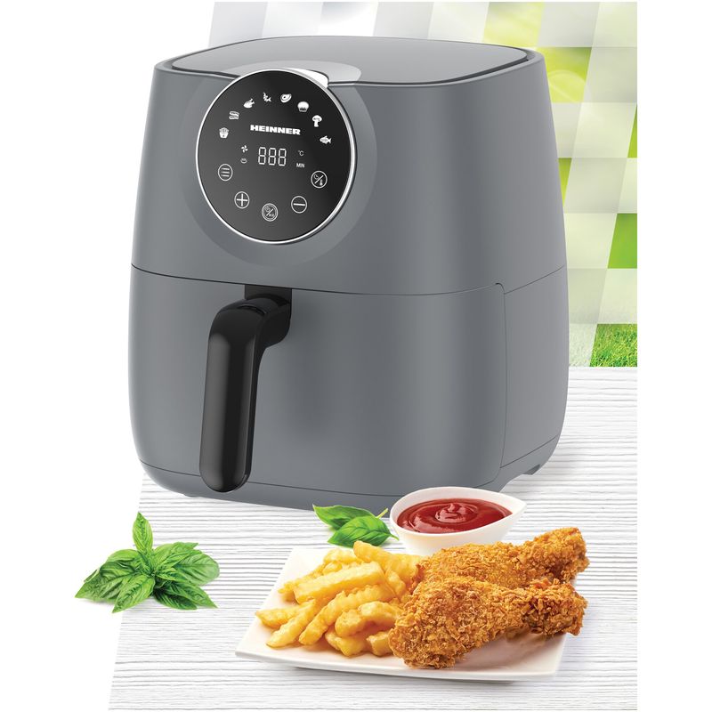 Electronice si Electrocasnice - Electrocasnice bucatarie - Aparate de gatit & desert - Friteuze - Friteuza cu aer cald Heinner HAF-B6GREY1700, 1700W, 5.7L, Gri antracit - Infinity.ro