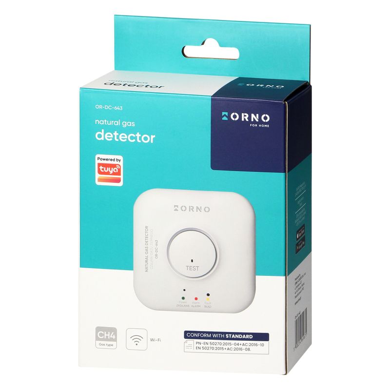 Casa si Gradina - Electrice - Smart Home - Centrale si module smart home - Detector Gaz Metan Smart ORNO OR-DC-643, Wi-Fi Tuya, Bluetooth, Alarma sonora si vizuala, Alb - Infinity.ro