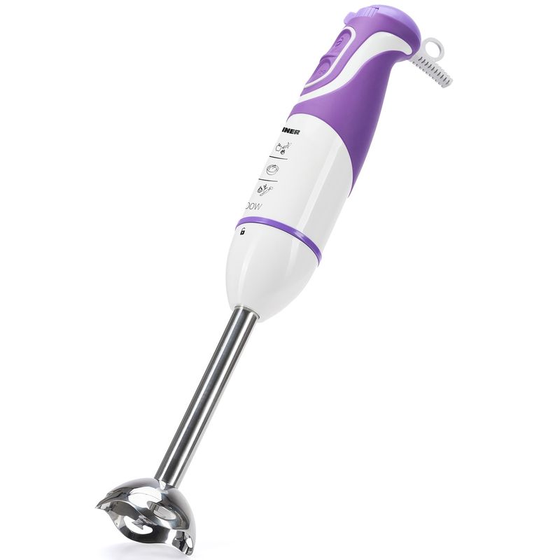 Electronice si Electrocasnice - Electrocasnice bucatarie - Mixere, tocatoare & roboti de bucatarie - Mixere - Mixer vertical Heinner Charm HB-600UV, 600 W, 5 viteze, Functie turbo, Tel, Tocator, Alb/Mov - Infinity.ro
