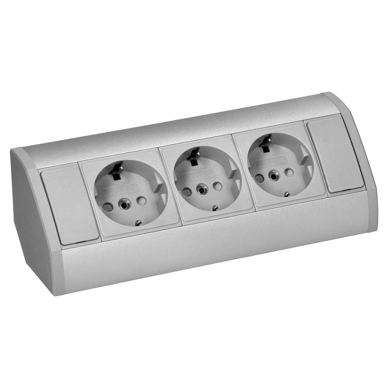 Casa si Gradina - Electrice - Prize - Prize Gniazdo meblowe 3x2P+Z Schuko, gri-argintiu - Infinity.ro