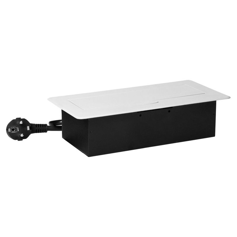 Casa si Gradina - Electrice - Prize - Priza incorporabila mobilier ORNO OR-GM-9033(GS)/W, 3 prize Schuko, Margine plata frezata, 3680W, Cablu 1.5m, Alb mat - Infinity.ro