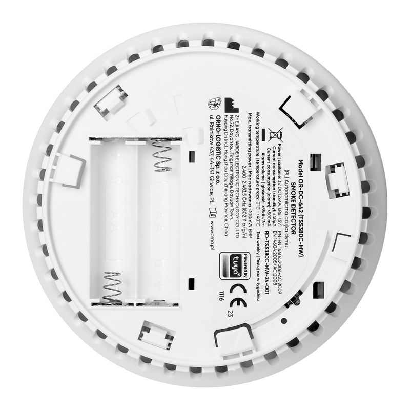 Casa si Gradina - Electrice - Smart Home - Centrale si module smart home - Detector de fum Smart ORNO OR-DC-642, Wi-Fi Tuya, Senzor 10 ani, Alerta Acustica si Vizuala, Notificare Telefon, Alb - Infinity.ro