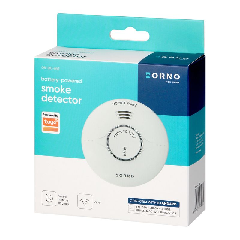Casa si Gradina - Electrice - Smart Home - Centrale si module smart home - Detector de fum Smart ORNO OR-DC-642, Wi-Fi Tuya, Senzor 10 ani, Alerta Acustica si Vizuala, Notificare Telefon, Alb - Infinity.ro