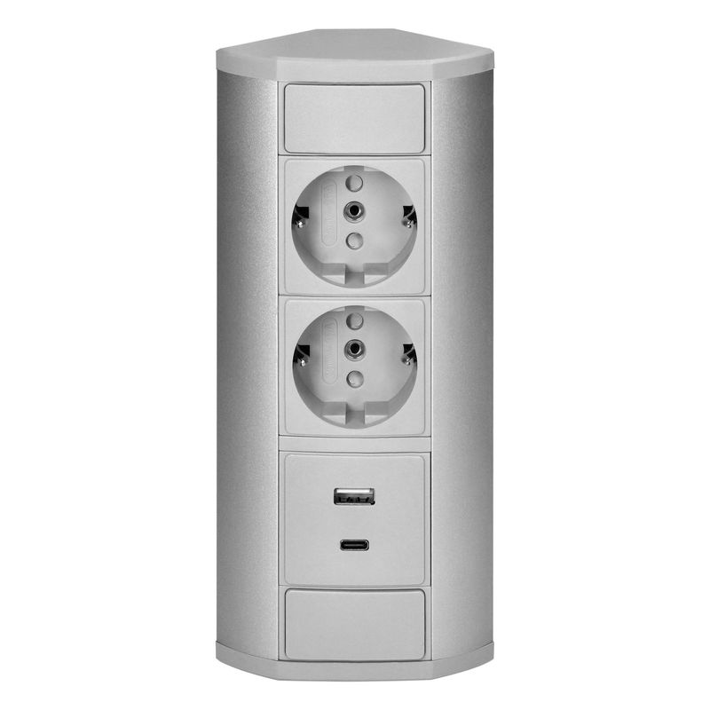 Casa si Gradina - Electrice - Prize - Prize cu 2x2P+Z (Schuko), 2xUSB (tip A+C; 2,4A), ORNO, gri-silver - Infinity.ro
