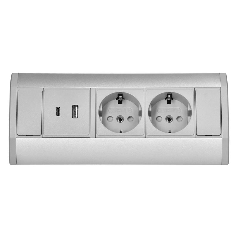Casa si Gradina - Electrice - Prize - Prize cu 2x2P+Z (Schuko), 2xUSB (tip A+C; 2,4A), ORNO, gri-silver - Infinity.ro
