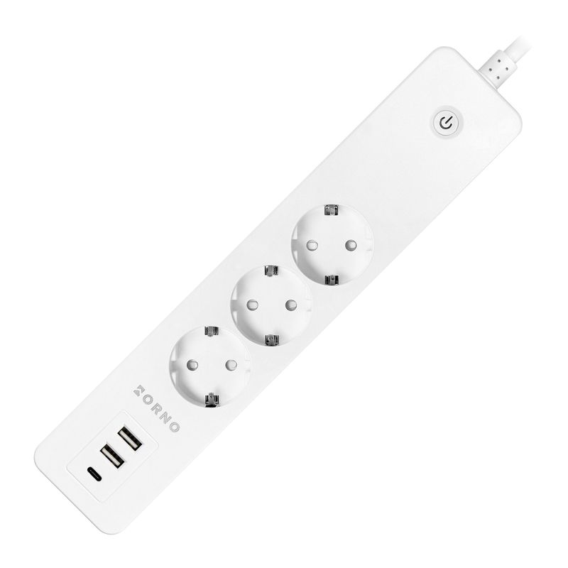 Casa si Gradina - Electrice - Accesorii electrice - Prelungitoare, triple, fise - Prelungitor ORNO, 3 prize, 2x USB, Wi-Fi, alb - Infinity.ro