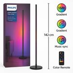 Casa si Gradina - Corpuri si surse de iluminat - Veioze si lampi - Lampadare - Lampadar LED RGBIC Philips 142 cm, 13 moduri de lumina, telecomanda, efect gradient, iluminare ambient - Infinity.ro