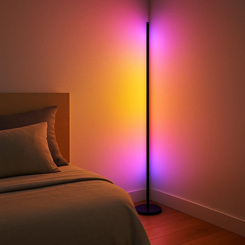 Casa si Gradina - Corpuri si surse de iluminat - Veioze si lampi - Lampadare - Lampadar LED RGBIC Philips 142 cm, 13 moduri de lumina, telecomanda, efect gradient, iluminare ambient - Infinity.ro