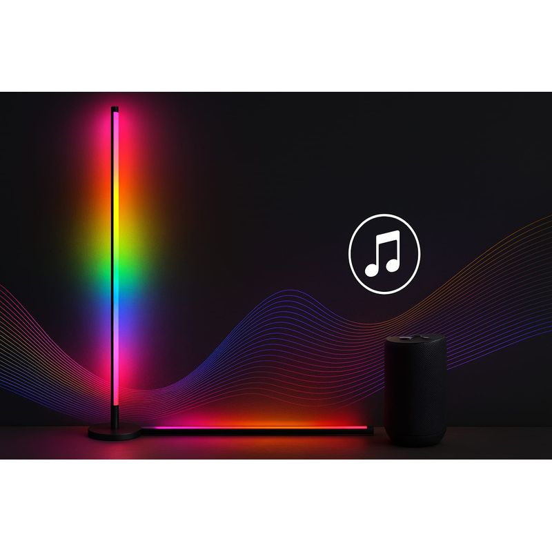 Casa si Gradina - Corpuri si surse de iluminat - Veioze si lampi - Lampadare - Lampadar LED RGBIC Philips 142 cm, 13 moduri de lumina, telecomanda, efect gradient, iluminare ambient - Infinity.ro