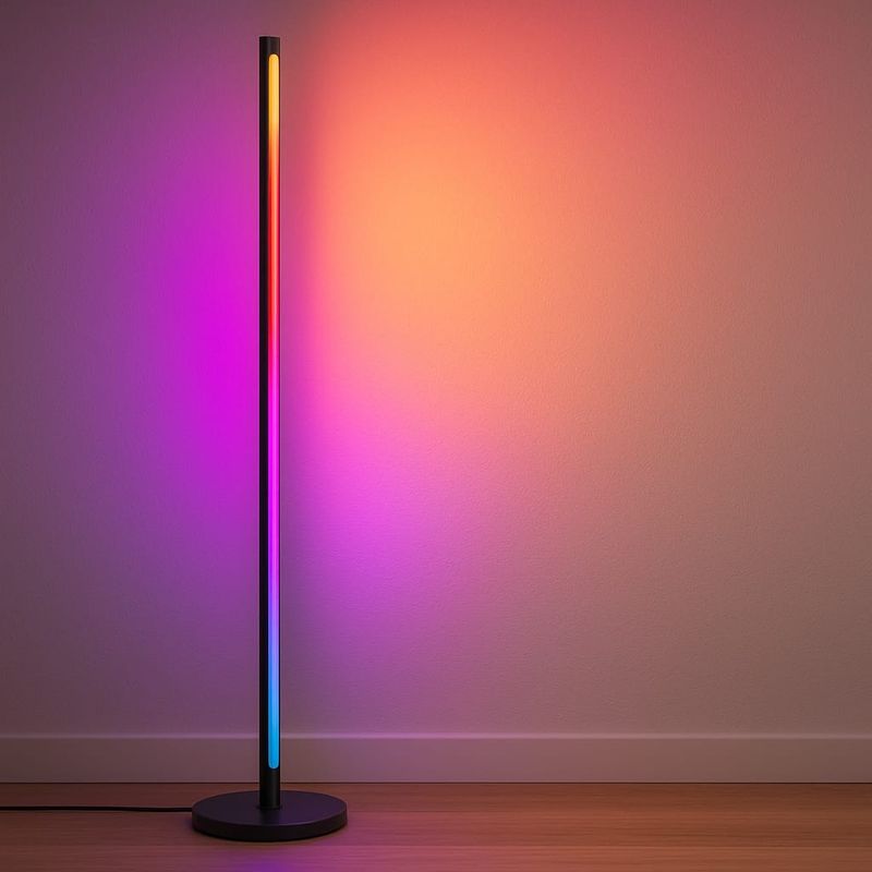Casa si Gradina - Corpuri si surse de iluminat - Veioze si lampi - Lampadare - Lampadar LED RGBIC Philips 142 cm, 13 moduri de lumina, telecomanda, efect gradient, iluminare ambient - Infinity.ro