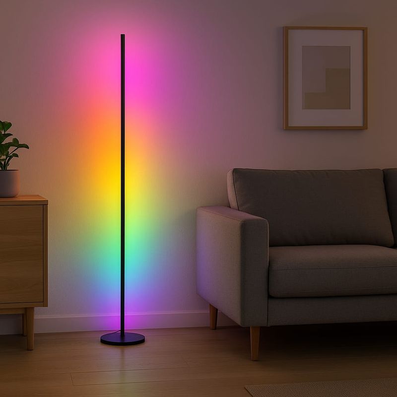 Casa si Gradina - Corpuri si surse de iluminat - Veioze si lampi - Lampadare - Lampadar LED RGBIC Philips 142 cm, 13 moduri de lumina, telecomanda, efect gradient, iluminare ambient - Infinity.ro