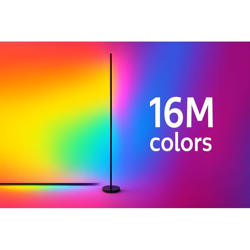 Casa si Gradina - Corpuri si surse de iluminat - Veioze si lampi - Lampadare - Lampadar LED RGBIC Philips 142 cm, 13 moduri de lumina, telecomanda, efect gradient, iluminare ambient - Infinity.ro