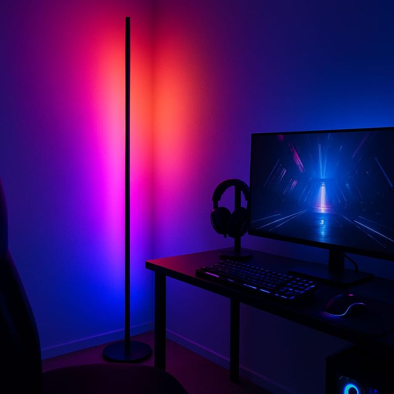Casa si Gradina - Corpuri si surse de iluminat - Veioze si lampi - Lampadare - Lampadar LED RGBIC Philips 142 cm, 13 moduri de lumina, telecomanda, efect gradient, iluminare ambient - Infinity.ro