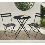 Casa si Gradina - Gradina si terasa - Mobilier exterior - Seturi mobila gradina - Set Bistro Flair - mobilier terasa gradina, 2 scaune + masa, otel vopsit - NEGRU - Infinity.ro