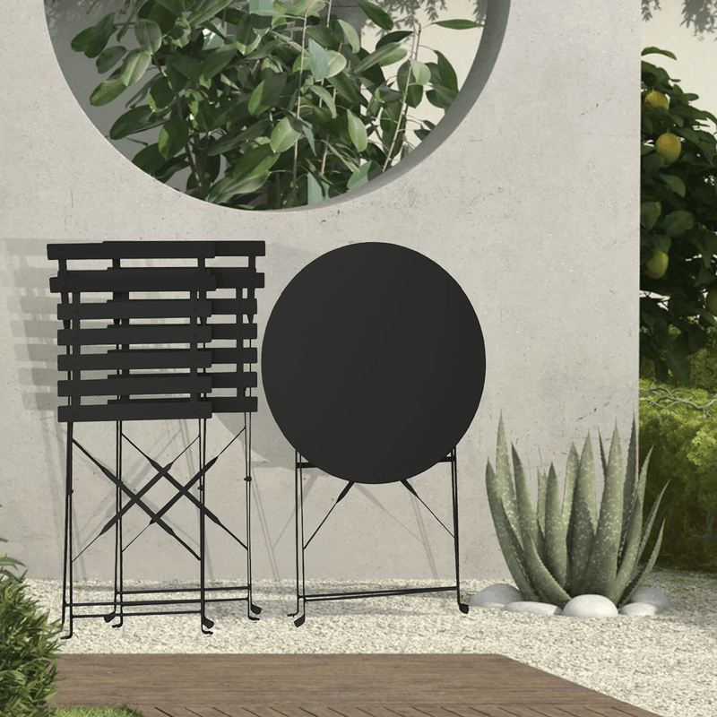 Casa si Gradina - Gradina si terasa - Mobilier exterior - Seturi mobila gradina - Set Bistro Flair - mobilier terasa gradina, 2 scaune + masa, otel vopsit - NEGRU - Infinity.ro