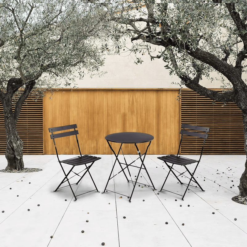 Casa si Gradina - Gradina si terasa - Mobilier exterior - Seturi mobila gradina - Set Bistro Flair - mobilier terasa gradina, 2 scaune + masa, otel vopsit - NEGRU - Infinity.ro