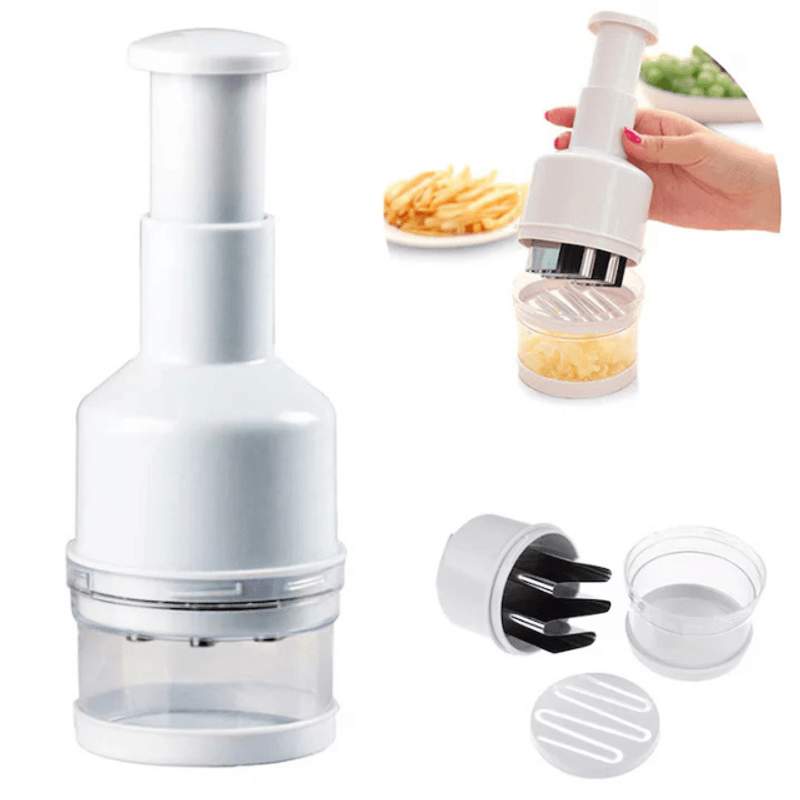 Electronice si Electrocasnice - Electrocasnice bucatarie - Mixere, tocatoare & roboti de bucatarie - Blendere si mini tocatoare - Tocator manual legume si ceapa, tip presa, cu lame inox, fara curent, pentru bucatarie - Infinity.ro