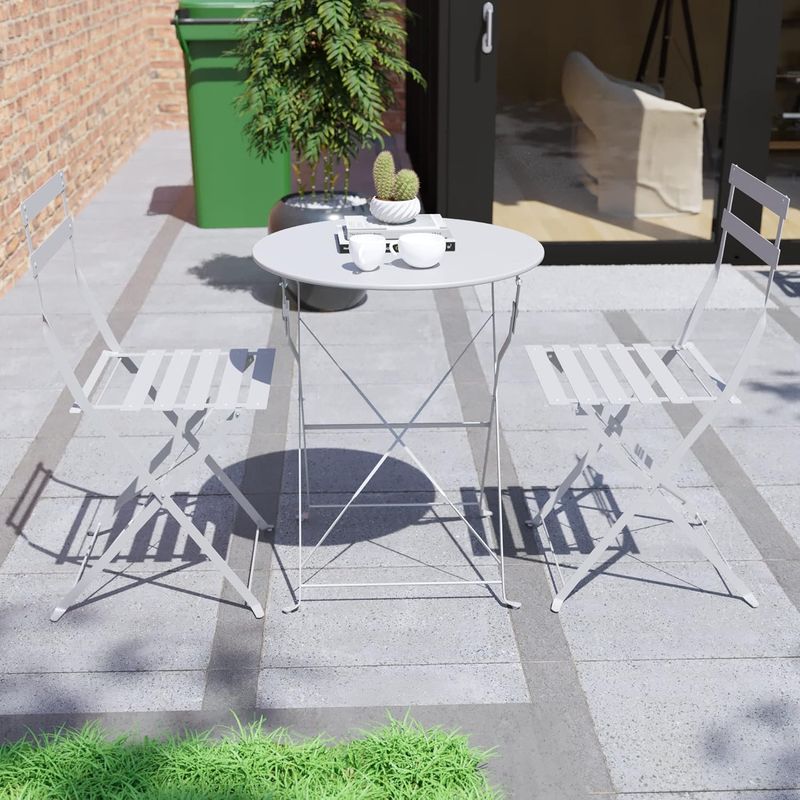 Casa si Gradina - Gradina si terasa - Mobilier exterior - Seturi mobila gradina - Set Bistro Flair - mobilier terasa gradina, 2 scaune + masa, otel vopsit - Gri Deschis (Cool Grey) - Infinity.ro