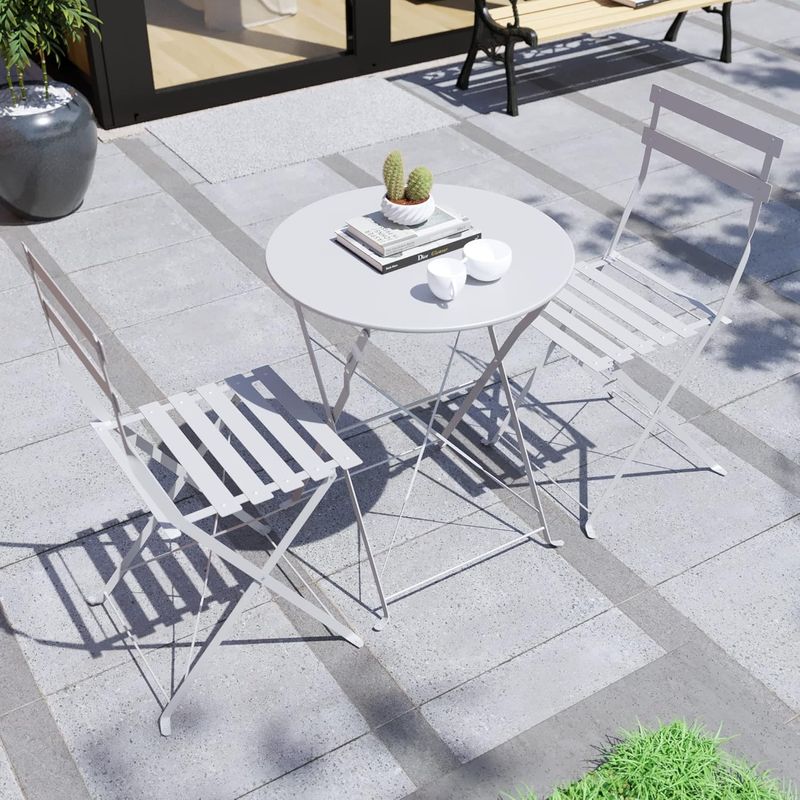 Casa si Gradina - Gradina si terasa - Mobilier exterior - Seturi mobila gradina - Set Bistro Flair - mobilier terasa gradina, 2 scaune + masa, otel vopsit - Gri Deschis (Cool Grey) - Infinity.ro