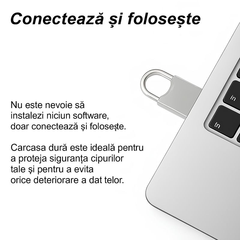 PC, gaming si accesorii - Periferice PC - Memorii USB - Stick Memorie USB 4 GB, USB 2.0, Carcasa Metalica, Compatibil cu PC, Laptop, Consola, Argintiu - Infinity.ro
