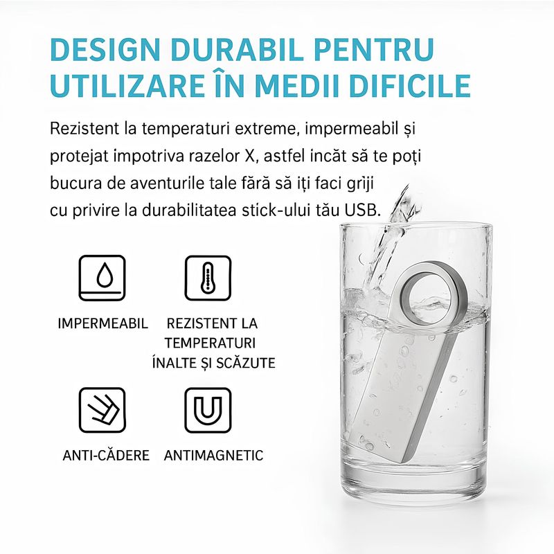 PC, gaming si accesorii - Periferice PC - Memorii USB - Stick Memorie USB 4 GB, USB 2.0, Carcasa Metalica, Compatibil cu PC, Laptop, Consola, Argintiu - Infinity.ro