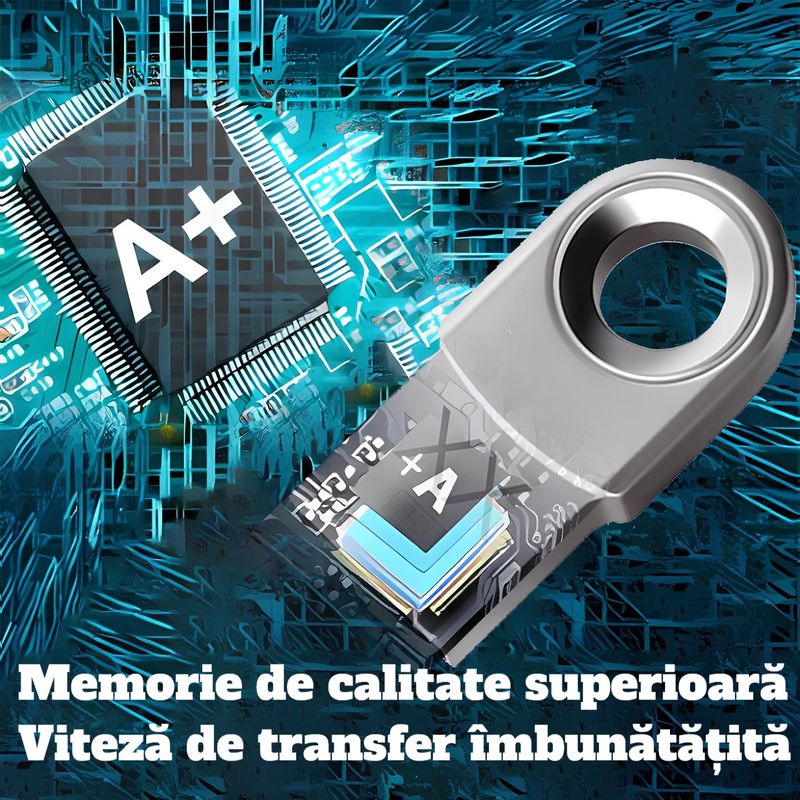 PC, gaming si accesorii - Periferice PC - Memorii USB - Stick Memorie USB 4 GB, USB 2.0, Carcasa Metalica, Compatibil cu PC, Laptop, Consola, Argintiu - Infinity.ro
