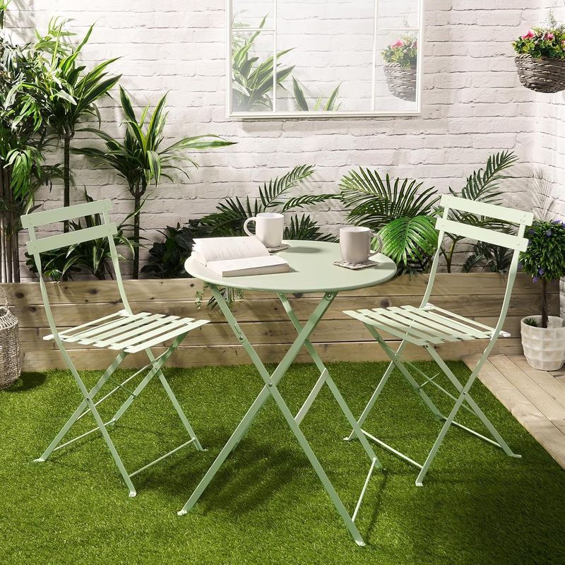 Casa si Gradina - Gradina si terasa - Mobilier exterior - Seturi mobila gradina - Set Bistro Flair - mobilier terasa gradina, 2 scaune + masa, otel vopsit - Verde (Olive Green) - Infinity.ro
