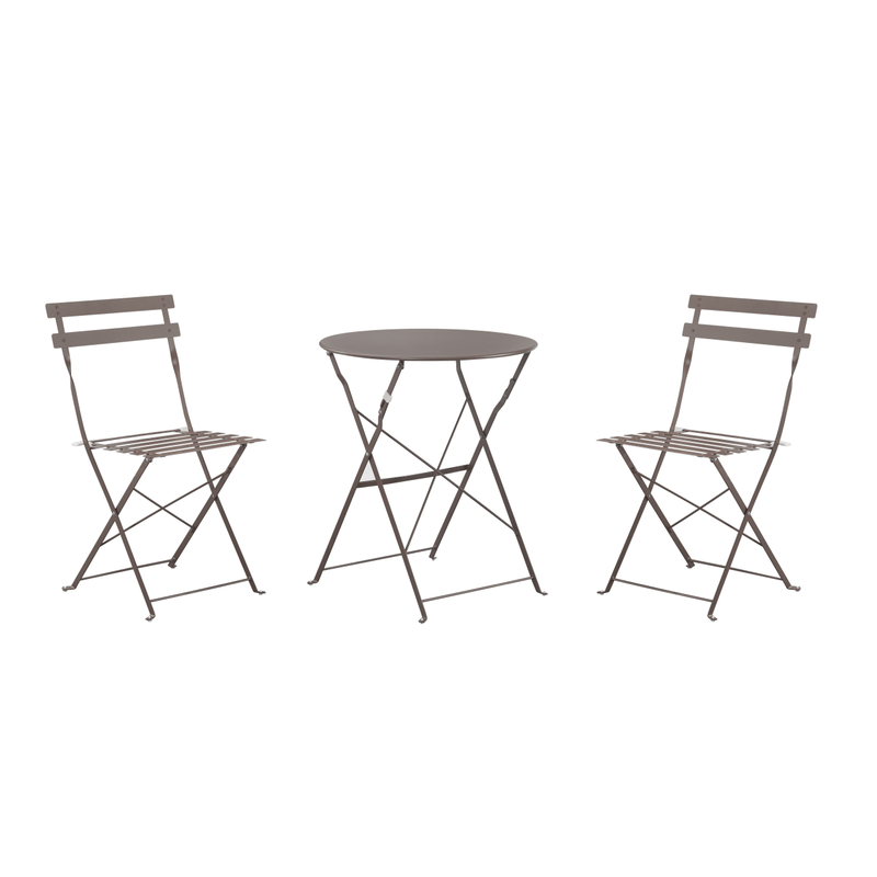 Casa si Gradina - Gradina si terasa - Mobilier exterior - Seturi mobila gradina - Set Bistro Flair - mobilier terasa gradina, 2 scaune + masa, otel vopsit - Bej (Grey Brown) - Infinity.ro