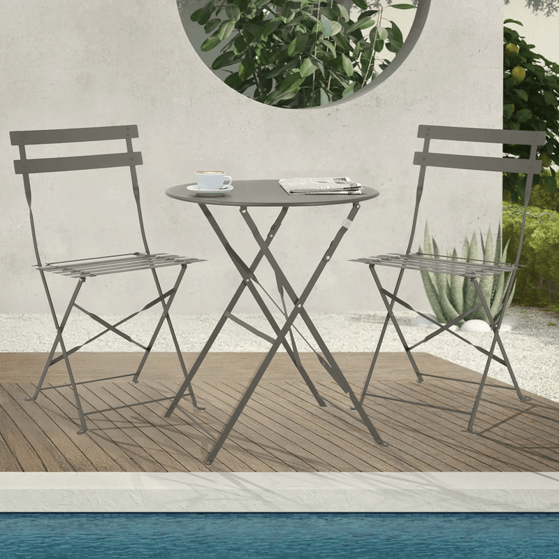 Casa si Gradina - Gradina si terasa - Mobilier exterior - Seturi mobila gradina - Set Bistro Flair - mobilier terasa gradina, 2 scaune + masa, otel vopsit - Bej (Grey Brown) - Infinity.ro