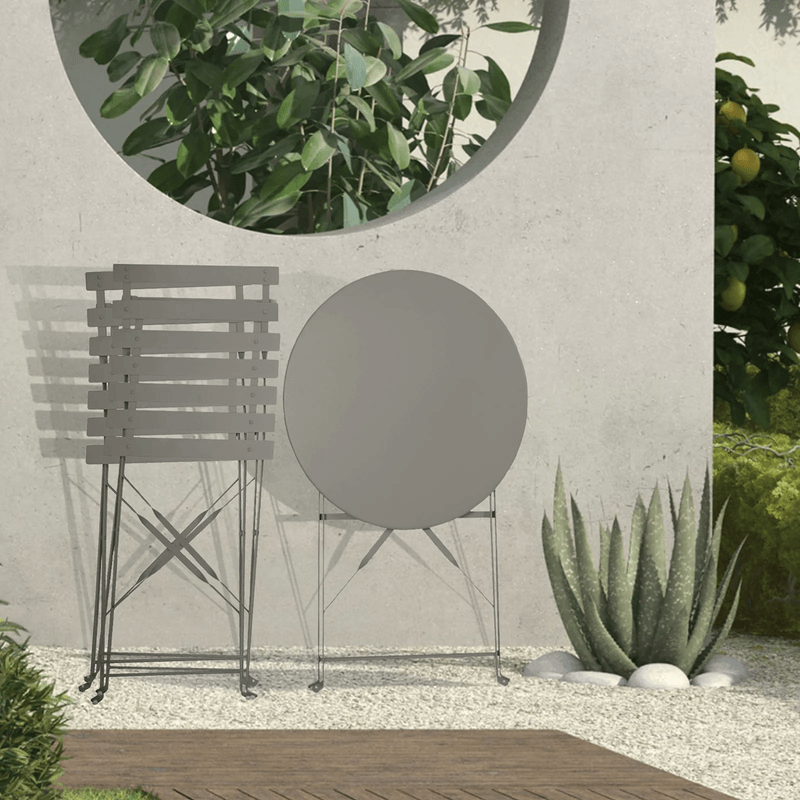 Casa si Gradina - Gradina si terasa - Mobilier exterior - Seturi mobila gradina - Set Bistro Flair - mobilier terasa gradina, 2 scaune + masa, otel vopsit - Bej (Grey Brown) - Infinity.ro
